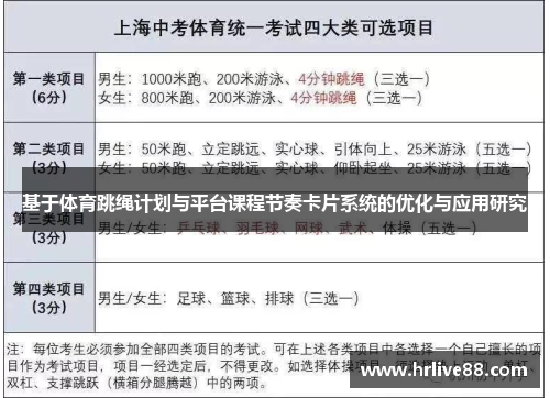 基于体育跳绳计划与平台课程节奏卡片系统的优化与应用研究